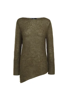 Lena, khaki alpaca, merino wool and silk jumper