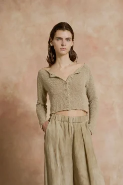 Lierre, light olive knitwear cardigan