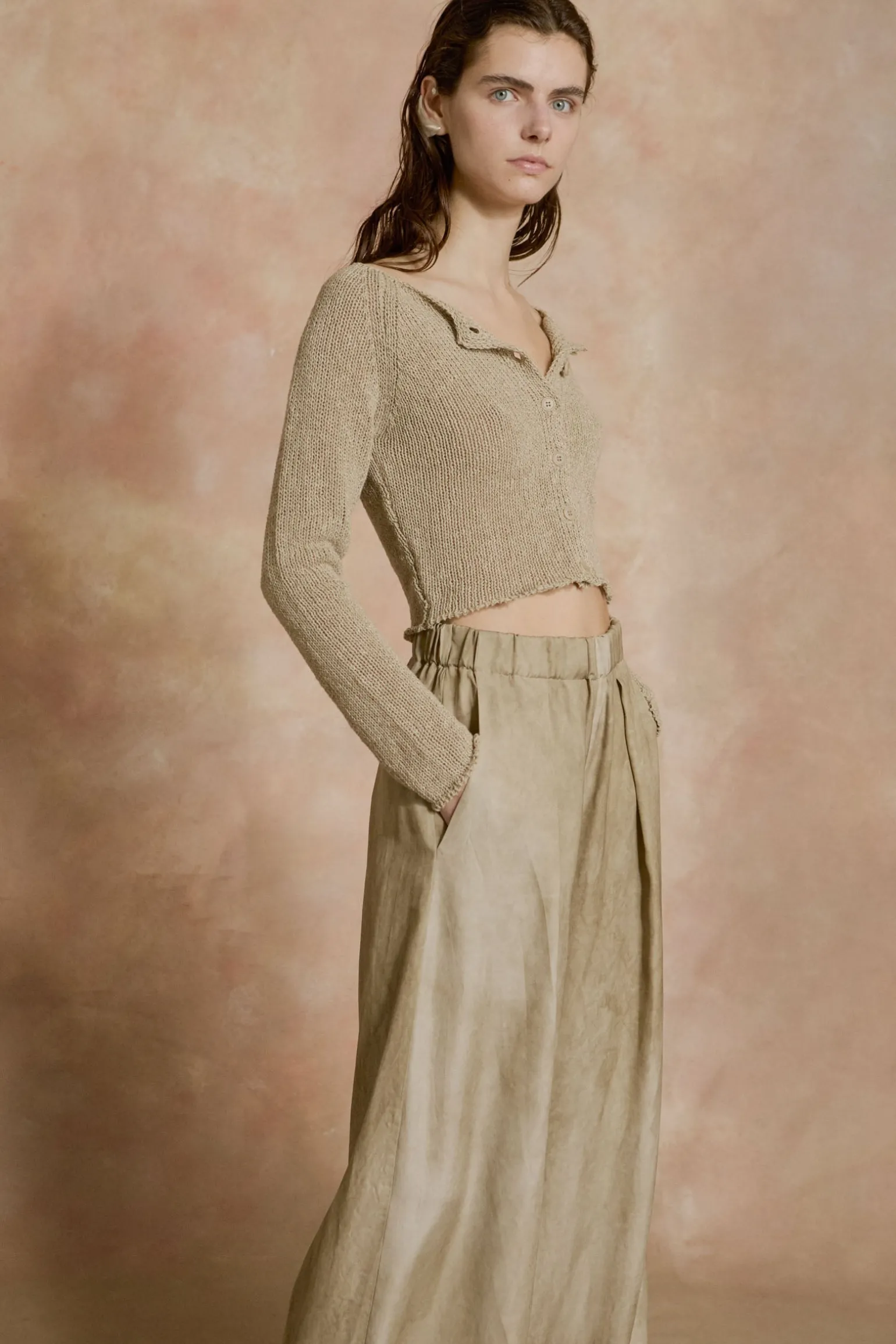 Lierre, light olive knitwear cardigan