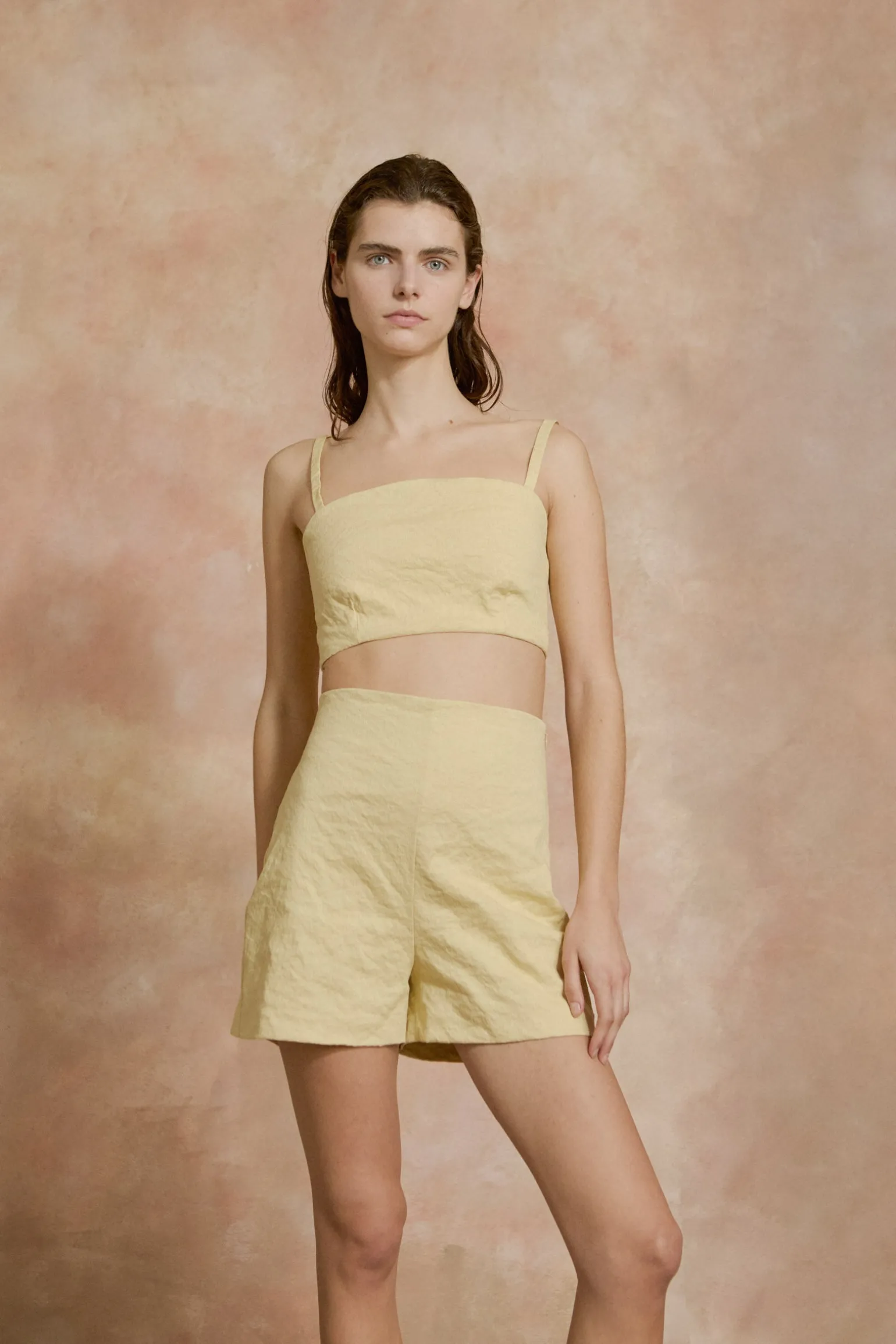 Limon, pale yellow bustier top