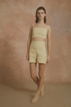 Limon, pale yellow bustier top