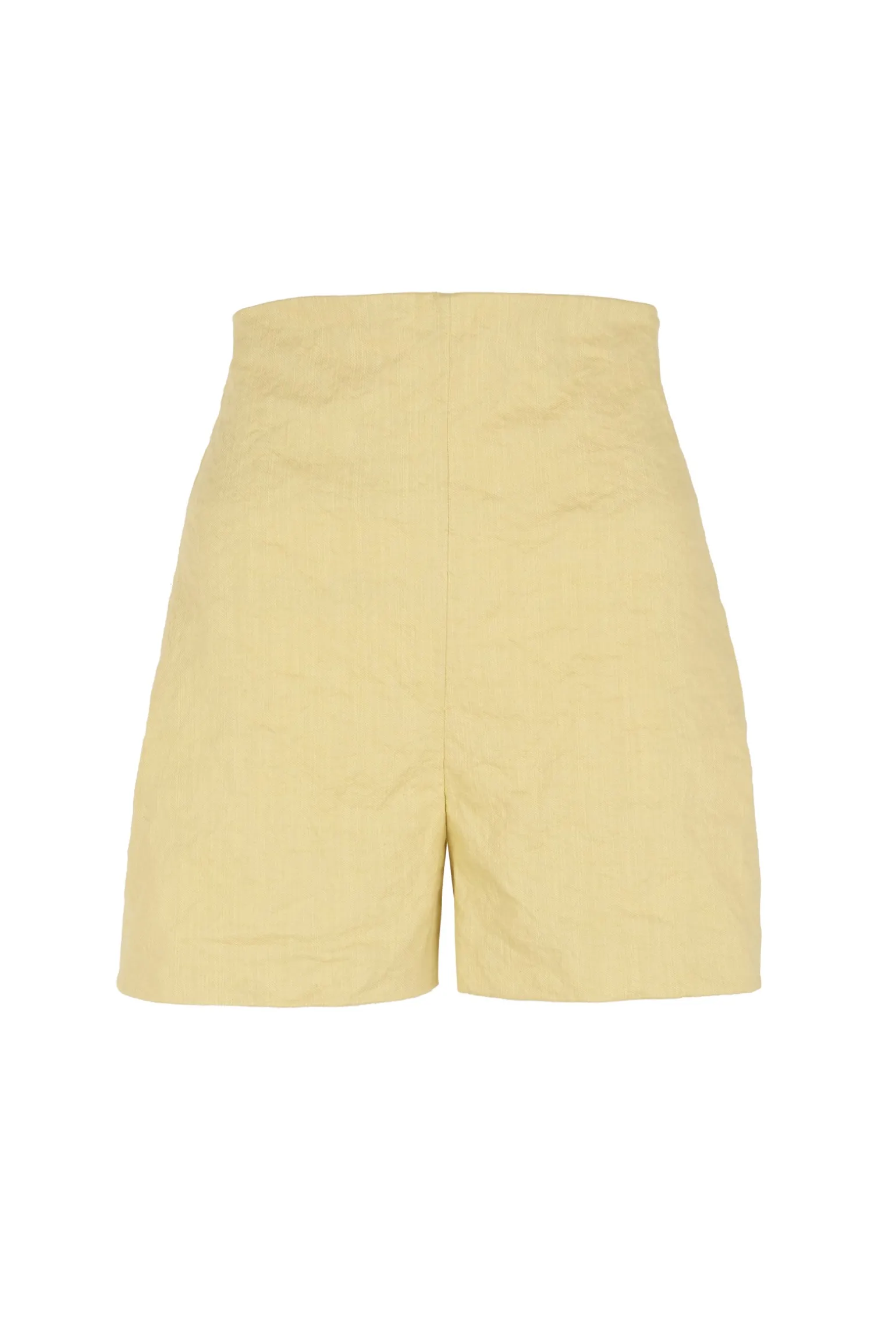 Limon, pale yellow high waisted shorts