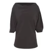 Liv, graphite stretch silk blouse