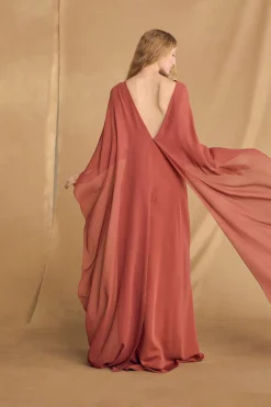 Luana, carmine red silk dress