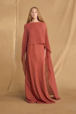 Luana, carmine red silk dress