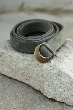 Luna, dark green suede belt