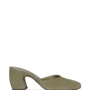 Luna, mule in matte green suede