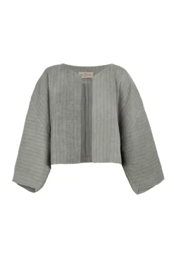 Lupe, sky blue striped linen jacket