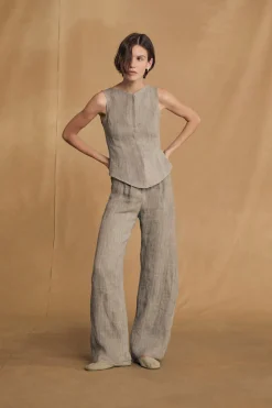 Lupe, sky blue striped linen vest