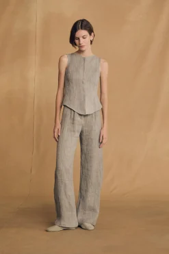 Lupe, sky blue striped linen vest