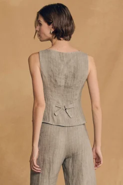 Lupe, sky blue striped linen pants