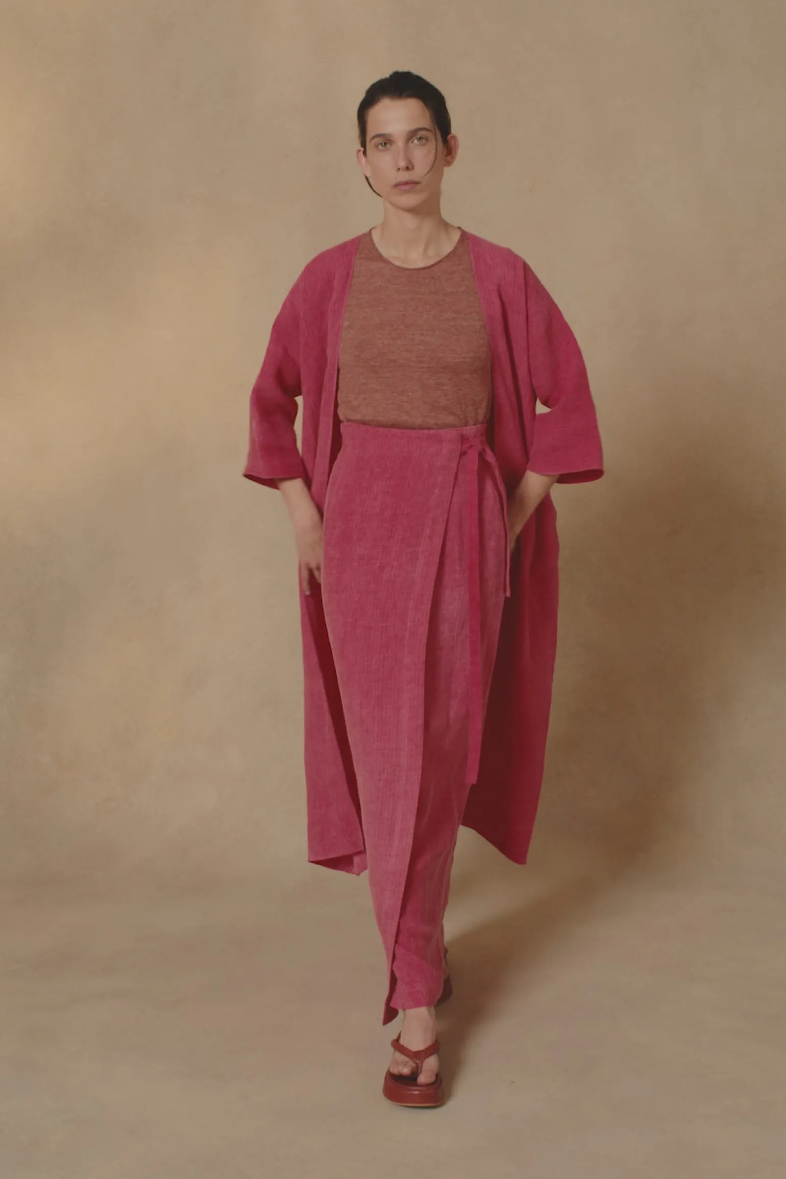 Lupe, striped maltinto linen skirt