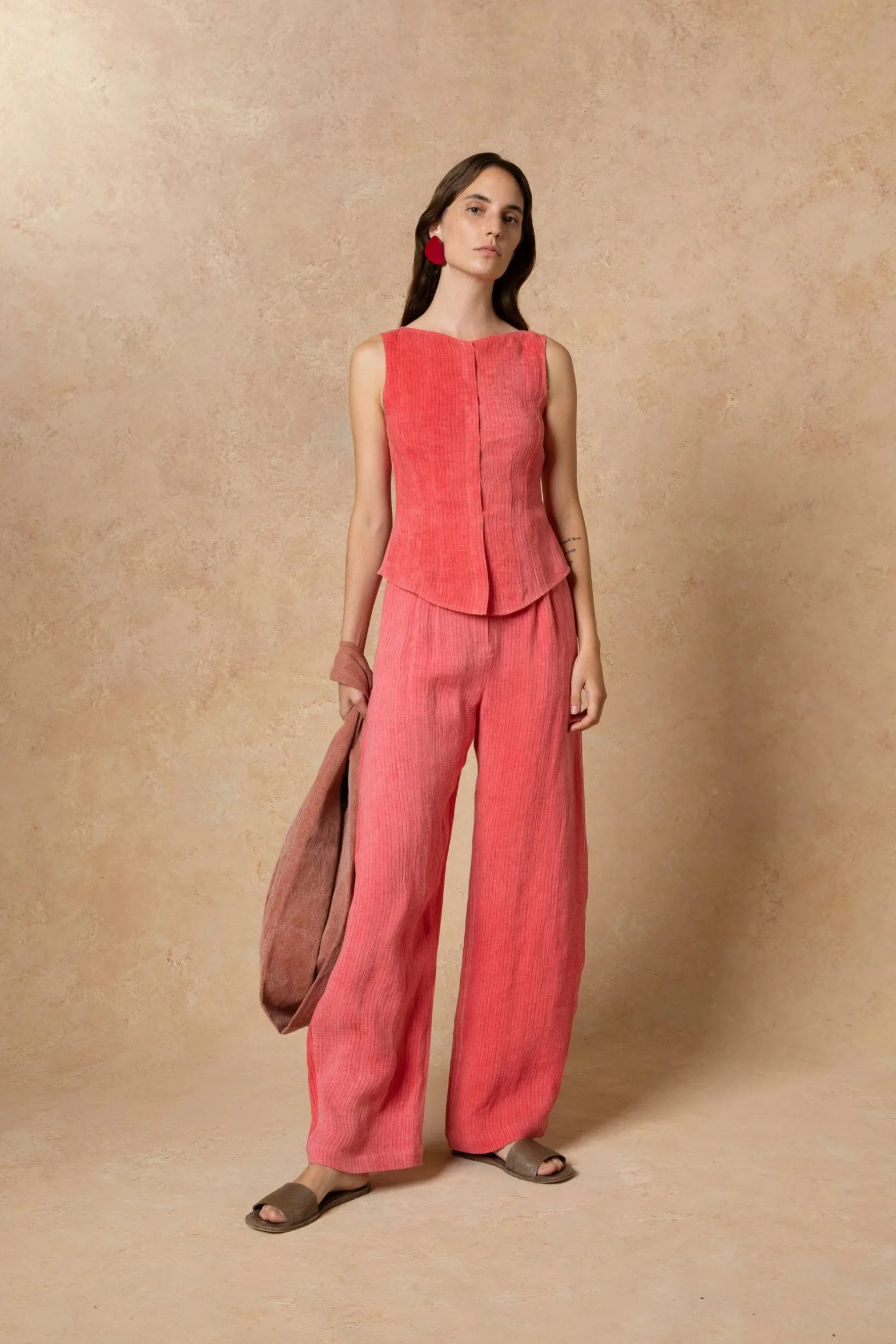 Lupe, striped maltinto linen pants