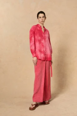 Lupita, pink maltinto silk shirt