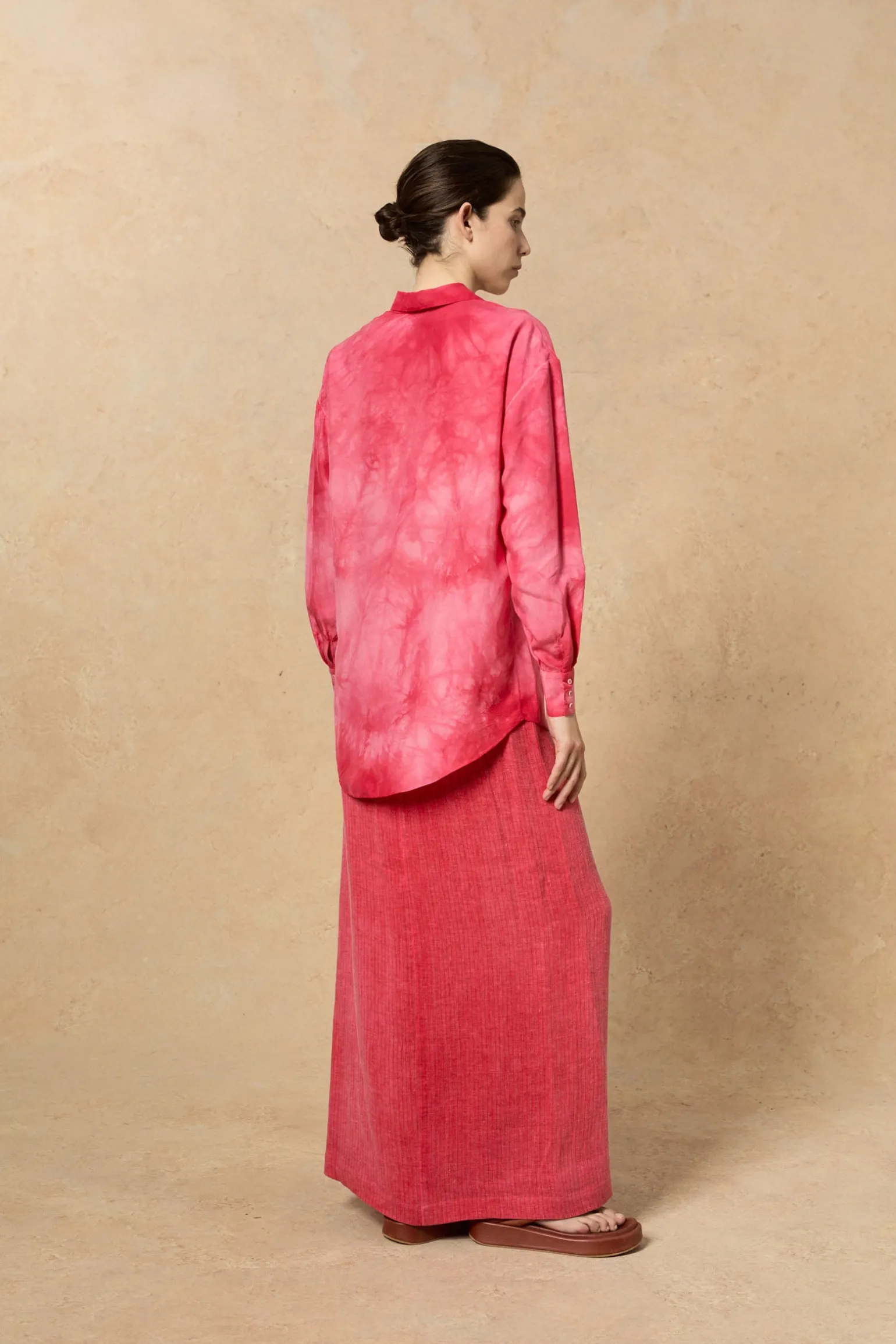 Lupita, pink maltinto silk shirt