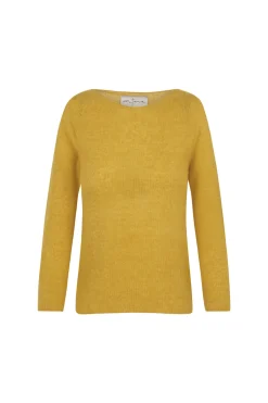 Lyn, yellow jumper in an alpaca, cashmere and silk blend