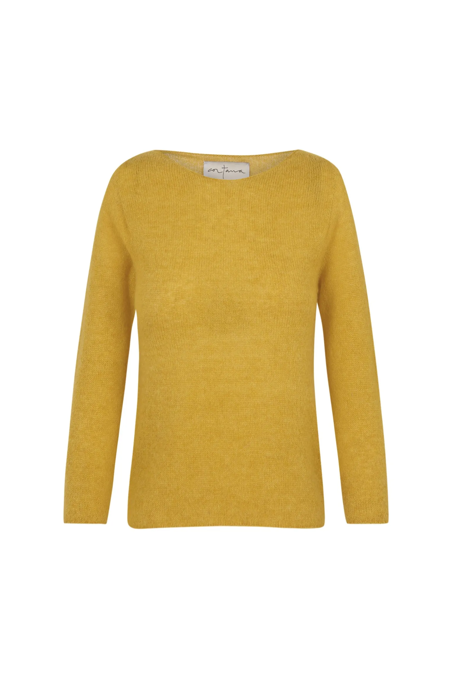 Lyn, yellow jumper in an alpaca, cashmere and silk blend