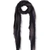 Marc, blue and black striped scarf in cashmere and silk