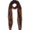 Marc, brown and tobacco striped scarf in cashmere and silk