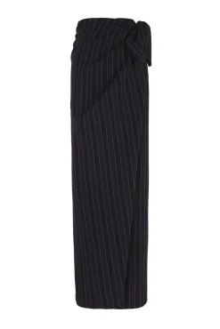 Marcel, blue striped skirt in linen and wool