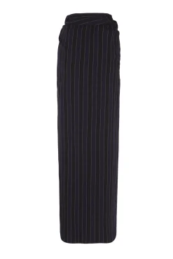 Marcel, blue striped skirt in linen and wool