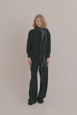 Marcel, blue striped top in linen and wool