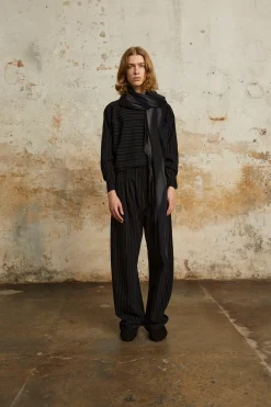 Marcel, blue striped top in linen and wool
