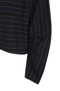 Marcel, blue striped top in linen and wool