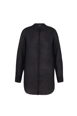 Marco, smoke gray shirt in ramie