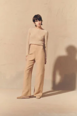 Margot, pink sand linen and wool pants