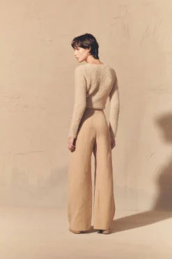Margot, pink sand linen and wool pants