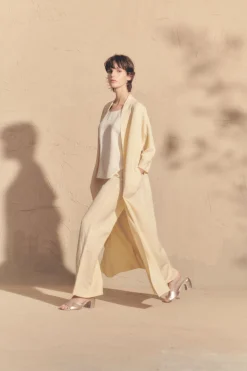 Margot, vanilla linen and virgin wool pants