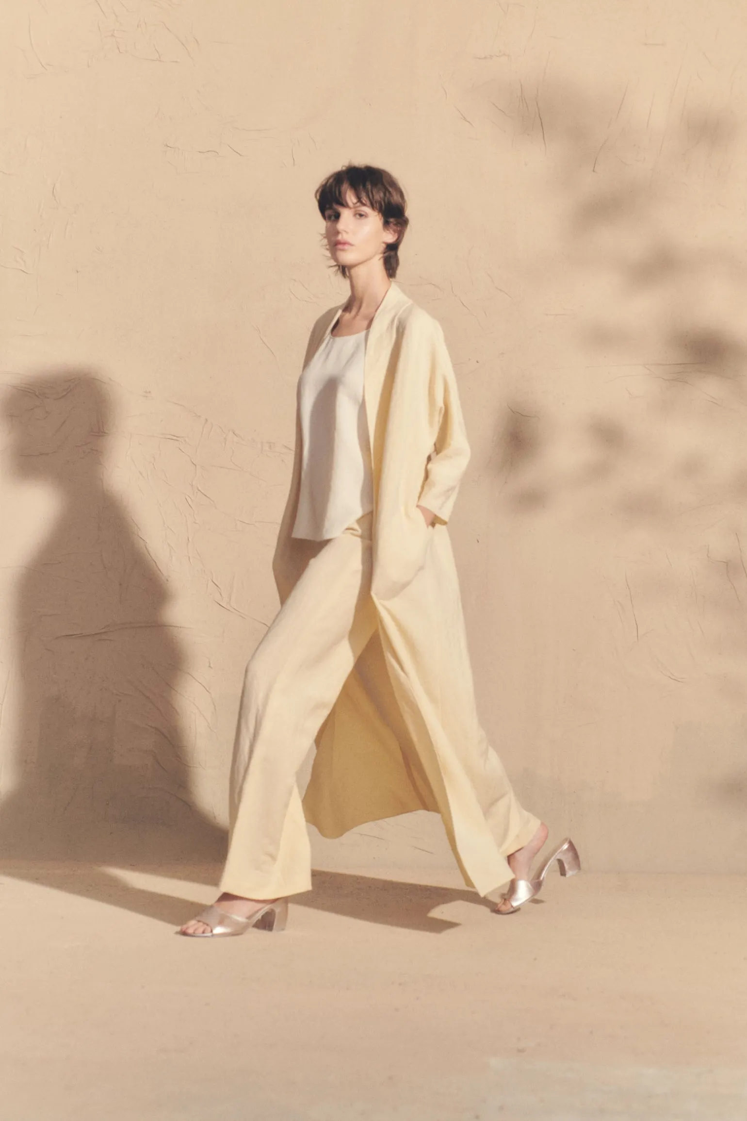 Margot, vanilla linen and virgin wool pants