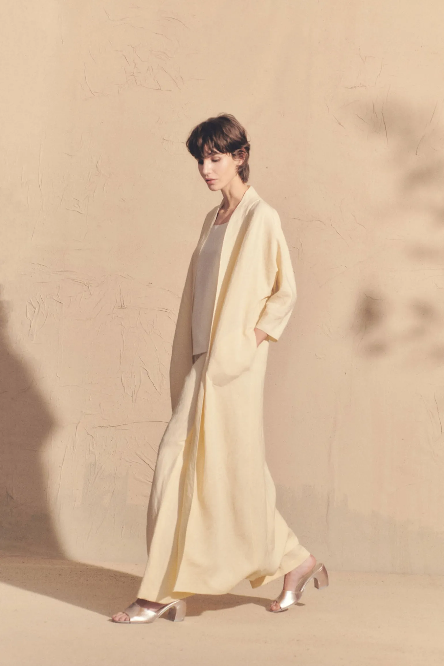 Margot, vanilla linen and virgin wool pants