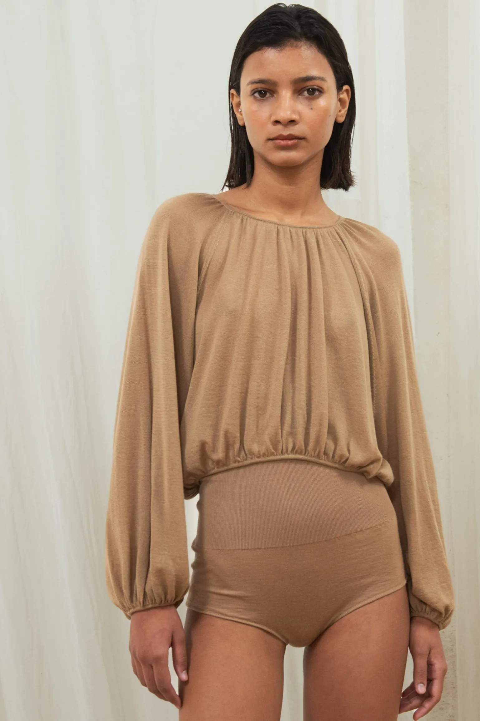 Maris, cocoa cashmere top