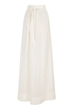 Marlo, long ecru linen skirt