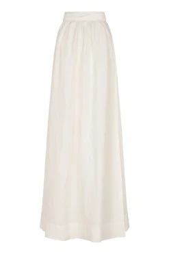 Marlo, long ecru linen skirt