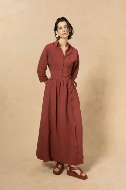 Marlo, long skirt in red linen