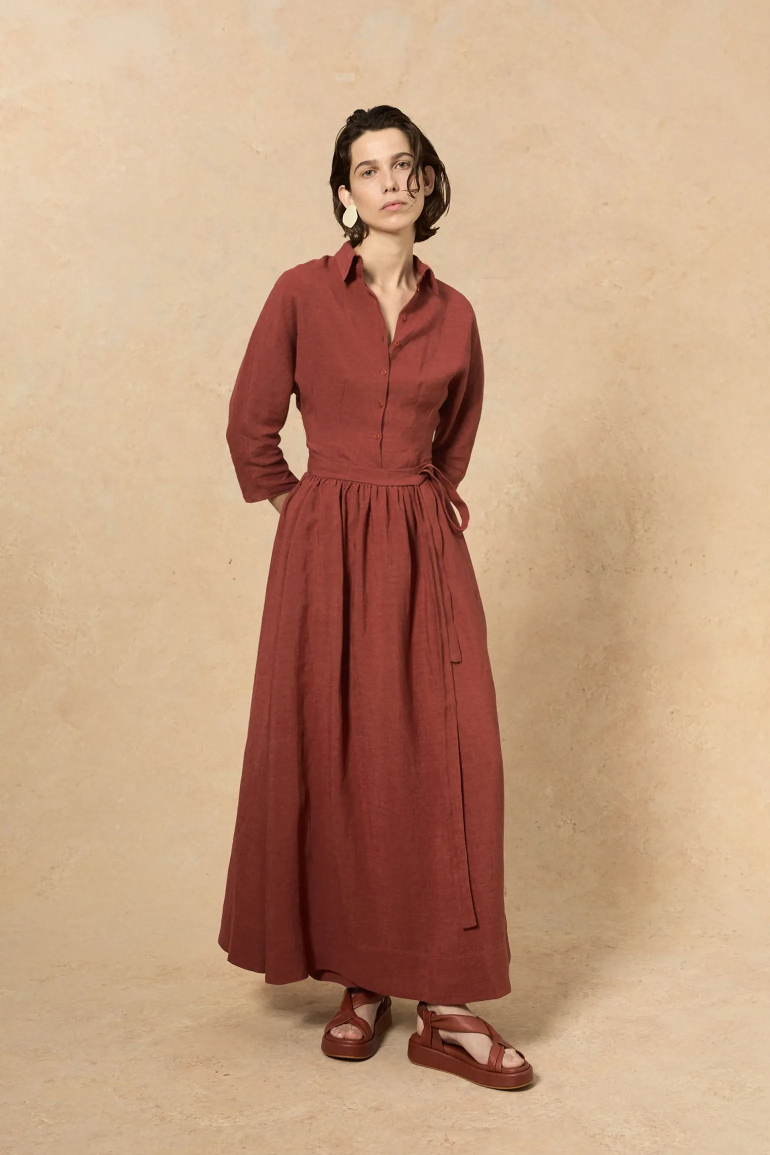 Marlo, long skirt in red linen
