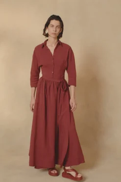 Marlo, long skirt in red linen
