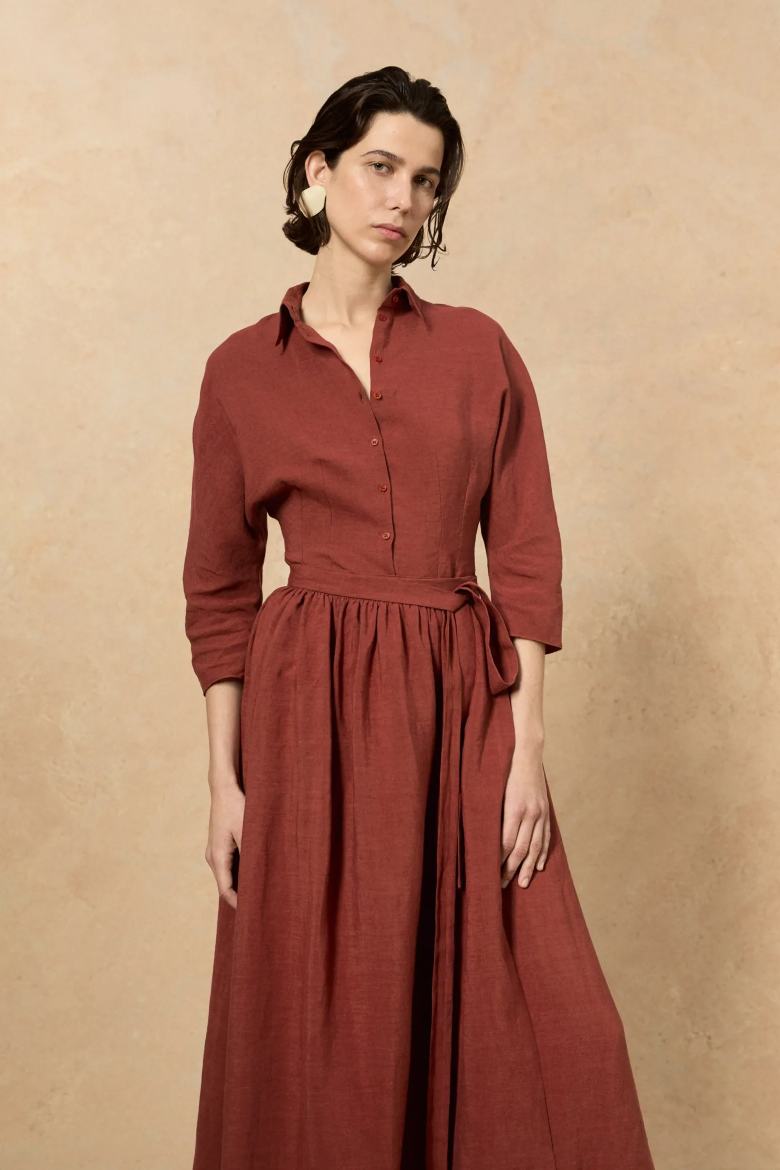 Marlo, long skirt in red linen