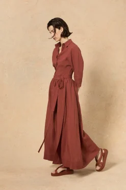Marlo, long skirt in red linen