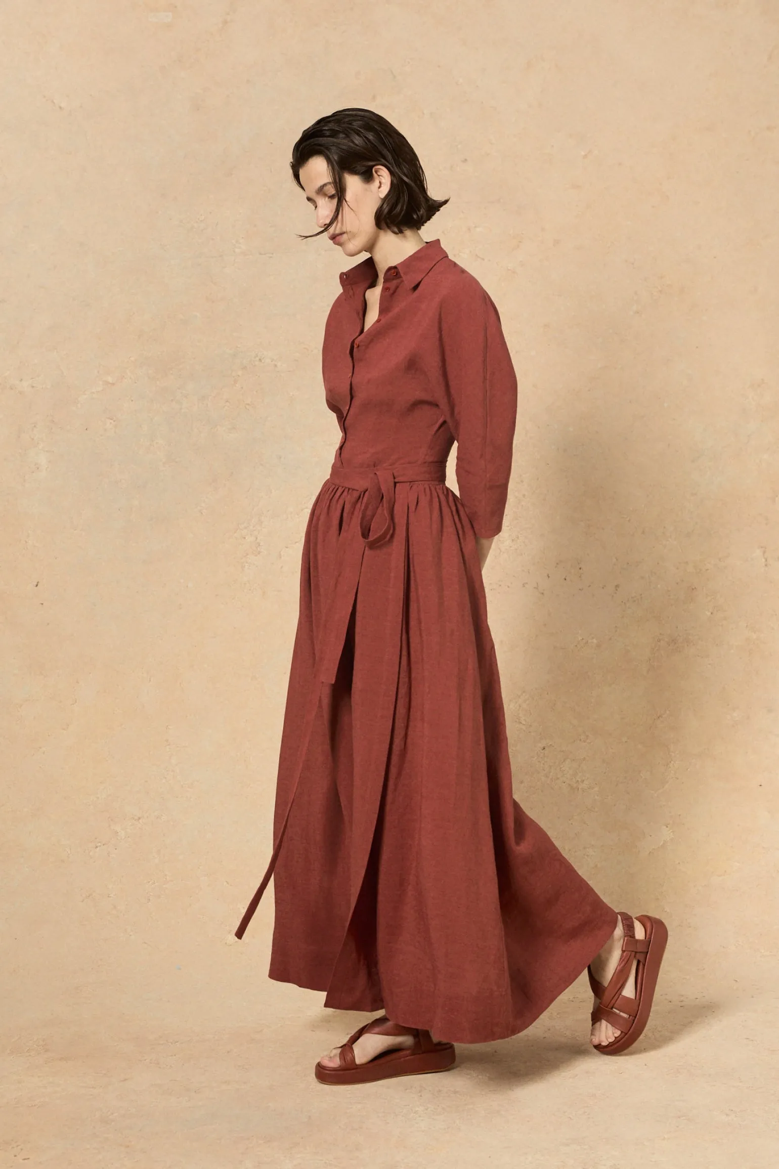 Marlo, long skirt in red linen