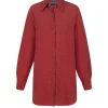 Marlo, red linen shirt