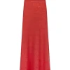 Marlon, long red knitwear skirt