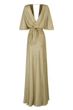 Martina, gold metallic silk dress