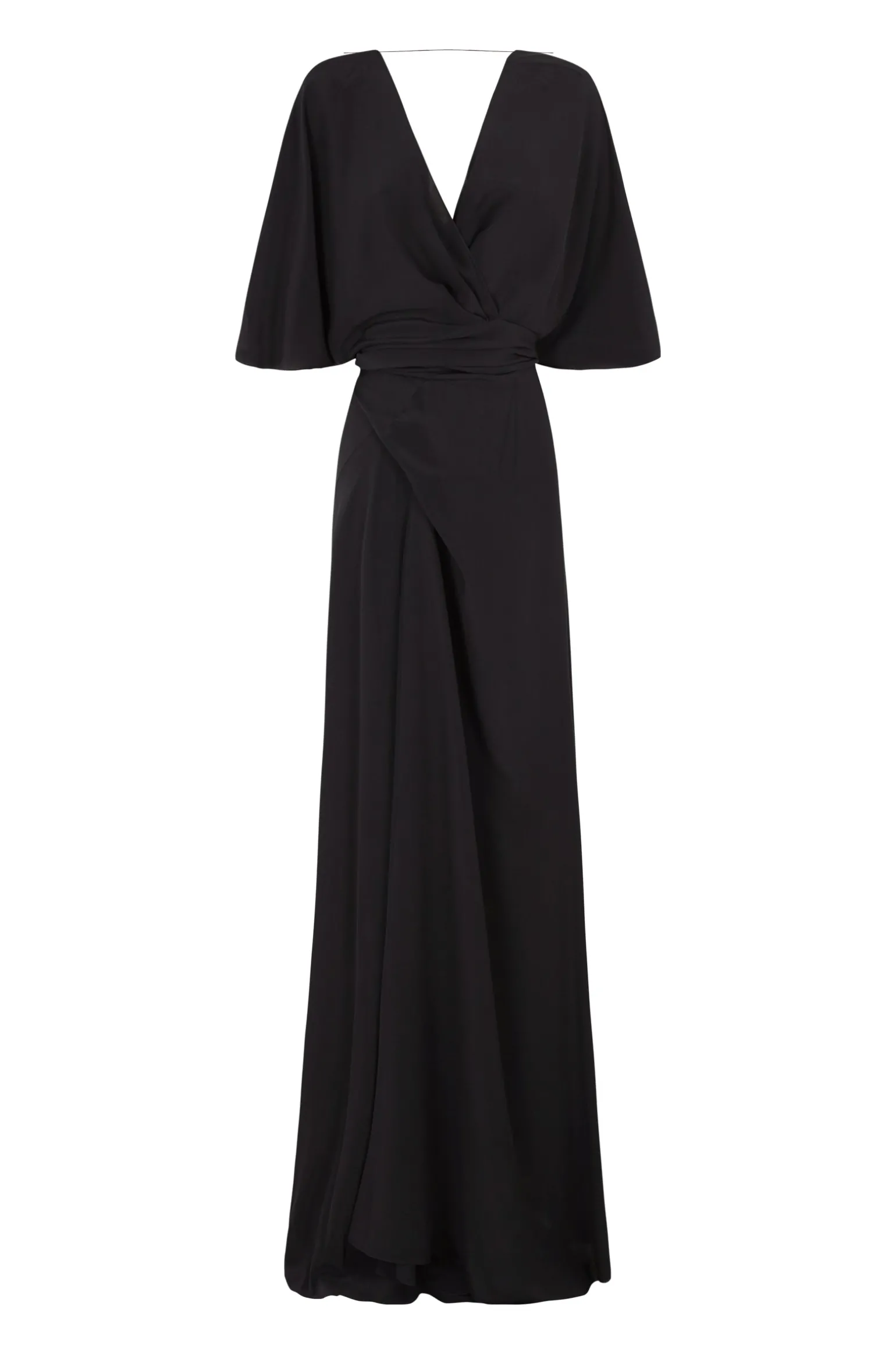 Martina, long black silk dress