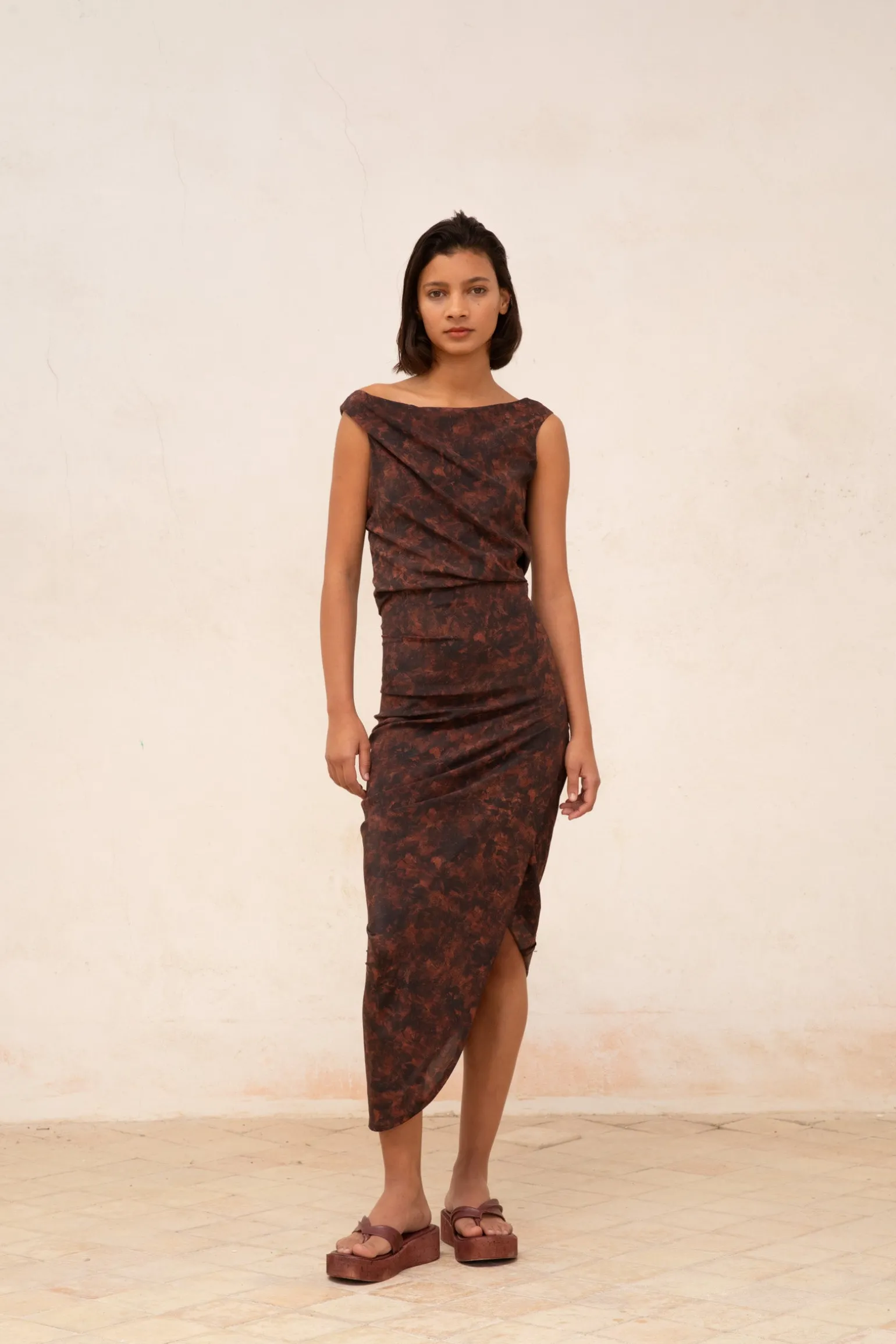 Mathilda, mata print stretch silk skirt