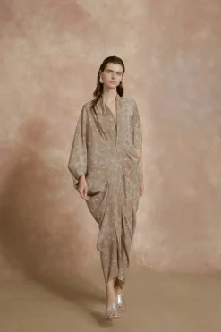 Mayu, ayaz print organic silk dress