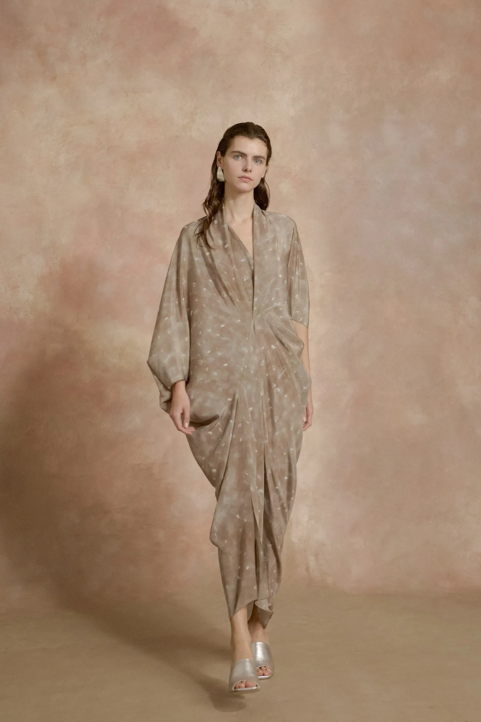 Mayu, ayaz print organic silk dress